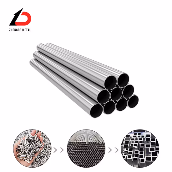 Round Stainless Steel Pipe ASTM A270 A554 SS304 316L 316 310S 440 1.4301 321 904L 201 Square Pipe Inox Ss Seamless Tube